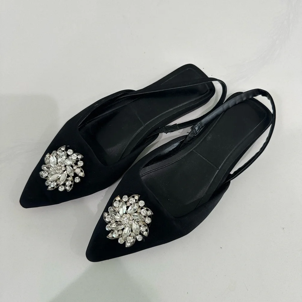 Elegant‎ Black Women's Shoes with Crystal Embellishments